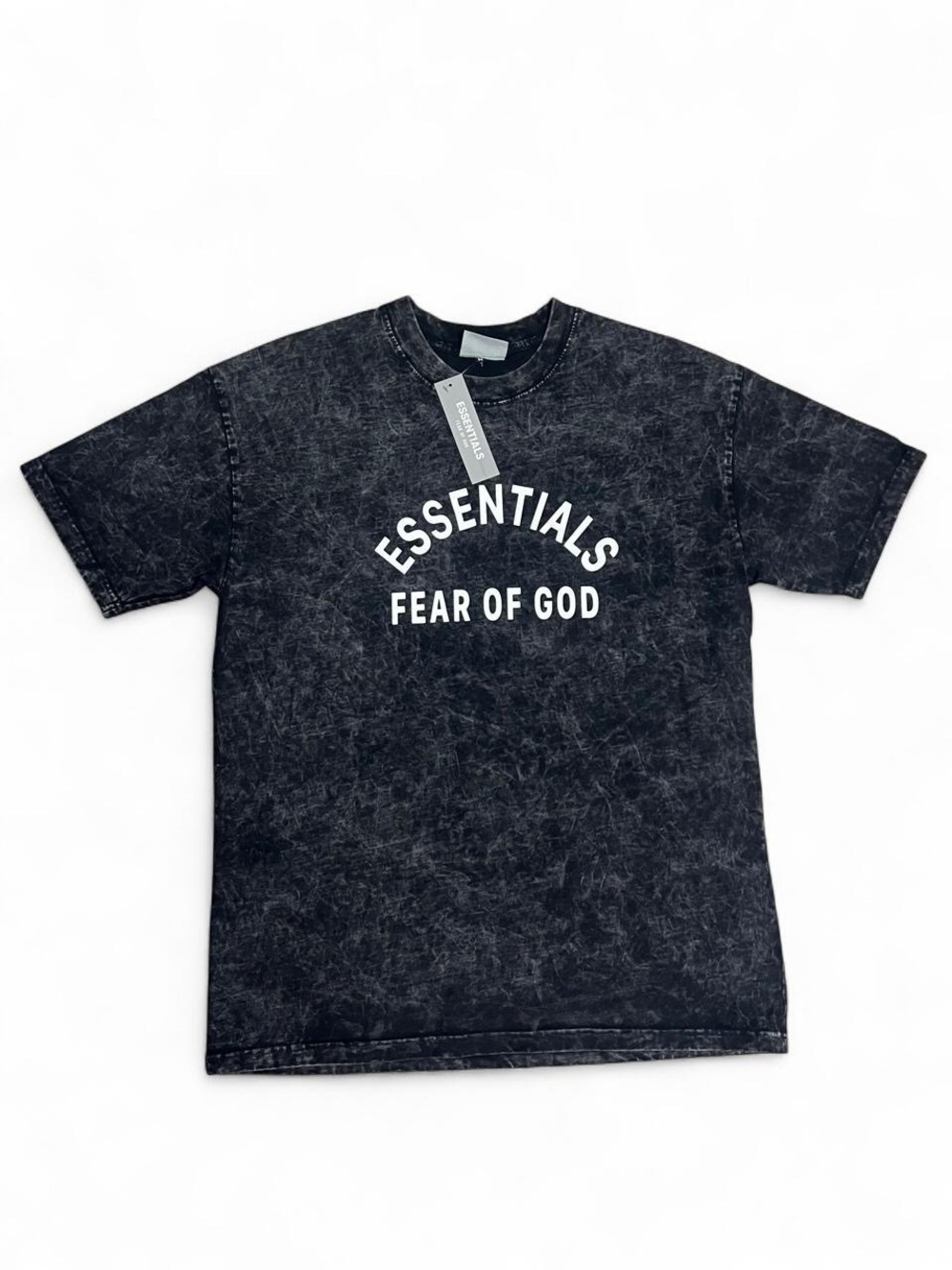 Fear of God Essentials Black Mineral Wash Logo Tee